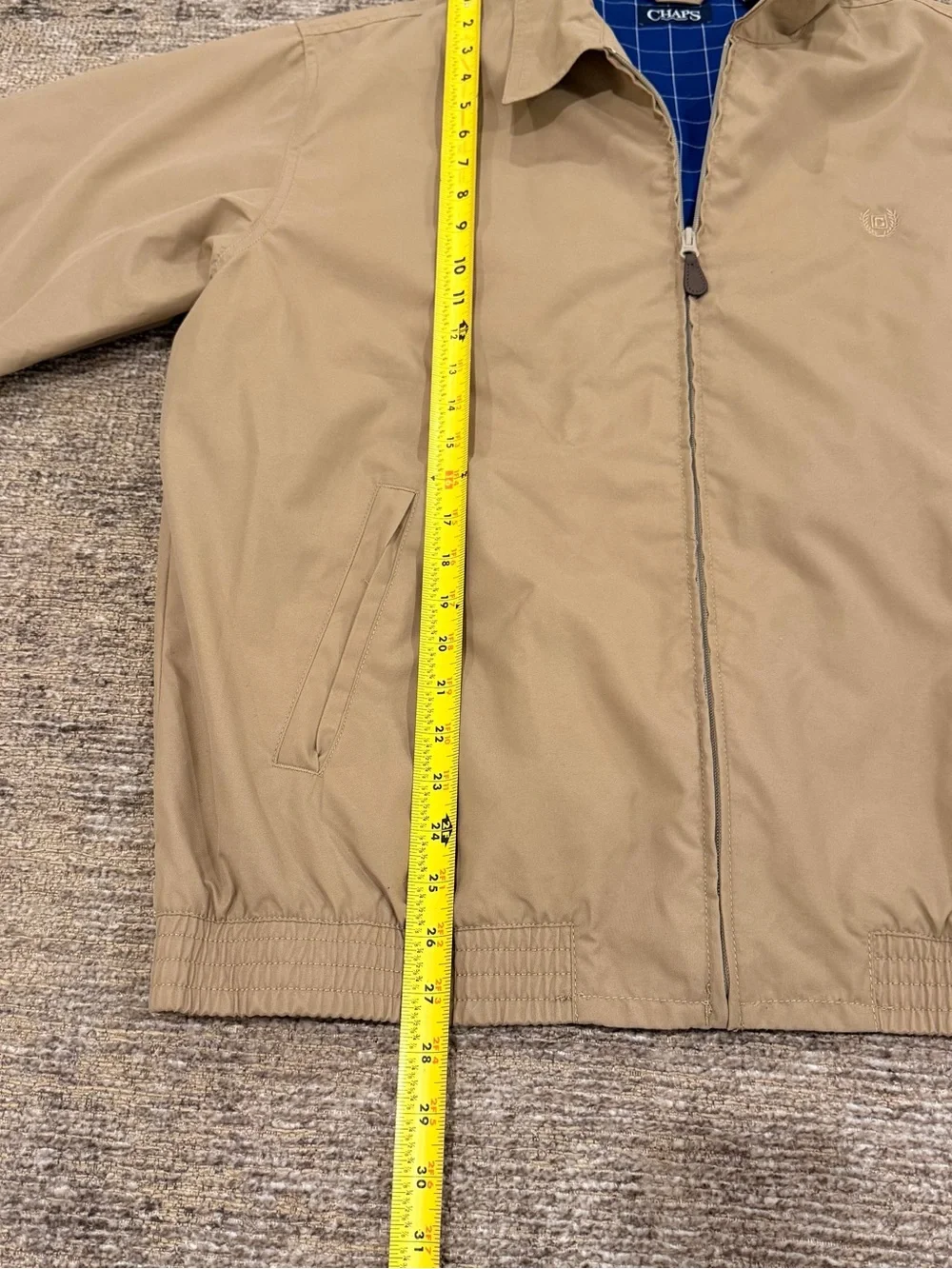 Chaps Harrington Khaki Zip-Front Jacket L